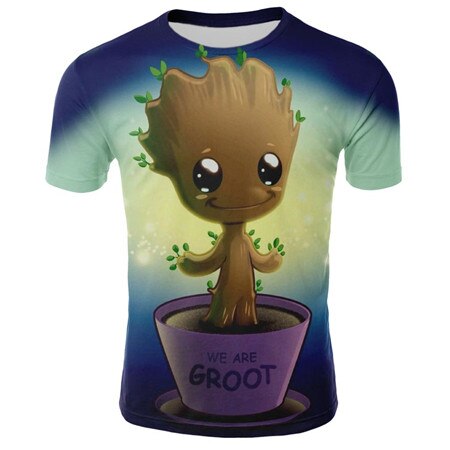 Summer t shirt men's Groot Harajuku T-Shirt Cotton Short Sleeves Casual Male Tshirt Marvel Casual breathable tops funny clothing