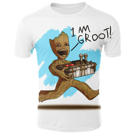 Summer t shirt men's Groot Harajuku T-Shirt Cotton Short Sleeves Casual Male Tshirt Marvel Casual breathable tops funny clothing