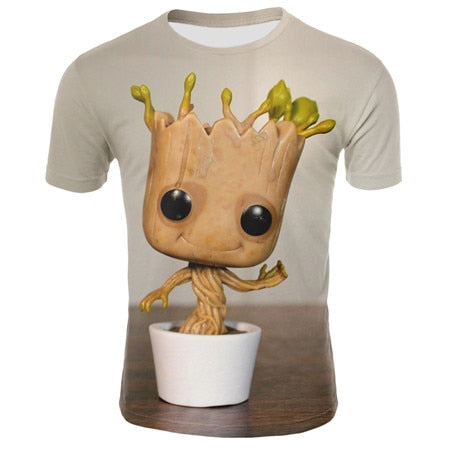 Summer t shirt men's Groot Harajuku T-Shirt Cotton Short Sleeves Casual Male Tshirt Marvel Casual breathable tops funny clothing