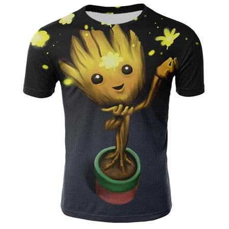 Summer t shirt men's Groot Harajuku T-Shirt Cotton Short Sleeves Casual Male Tshirt Marvel Casual breathable tops funny clothing