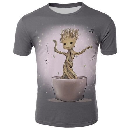 Summer t shirt men's Groot Harajuku T-Shirt Cotton Short Sleeves Casual Male Tshirt Marvel Casual breathable tops funny clothing