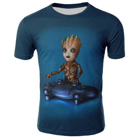 Summer t shirt men's Groot Harajuku T-Shirt Cotton Short Sleeves Casual Male Tshirt Marvel Casual breathable tops funny clothing