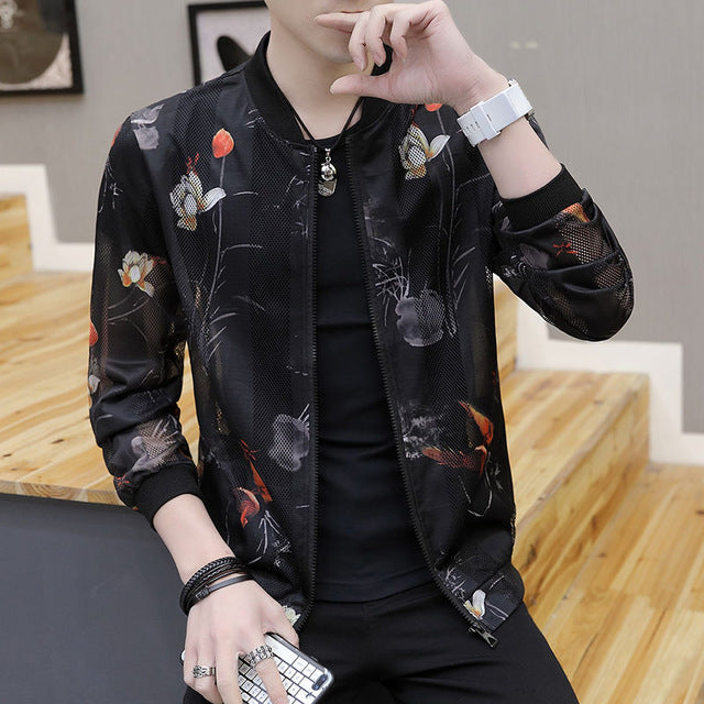 Spring Autumn Men's Jacket Baseball Uniform Slim Casual Coat Mens Brand Clothing Fashion Thin sunscreen Coats Male Outerwear