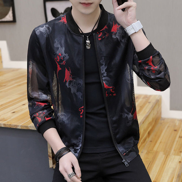 Spring Autumn Men's Jacket Baseball Uniform Slim Casual Coat Mens Brand Clothing Fashion Thin sunscreen Coats Male Outerwear