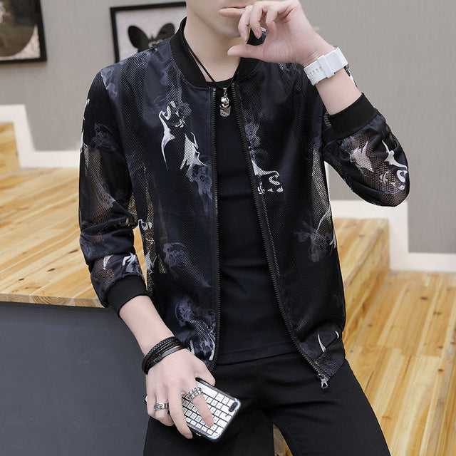 Spring Autumn Men's Jacket Baseball Uniform Slim Casual Coat Mens Brand Clothing Fashion Thin sunscreen Coats Male Outerwear