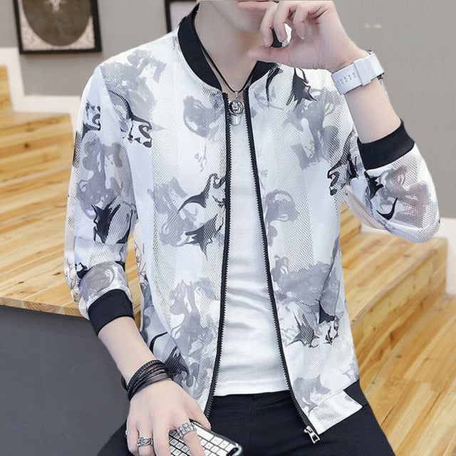 Spring Autumn Men's Jacket Baseball Uniform Slim Casual Coat Mens Brand Clothing Fashion Thin sunscreen Coats Male Outerwear