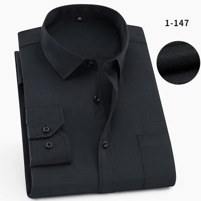 Large size 10XL 11XL 12XL 13XL 14XL shirt business office comfortable men's long sleeve lapel black top 7XL 8XL 9XL