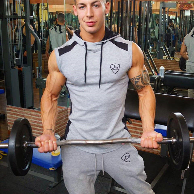 2019 New Brand Stretchy Sleeveless Shirt Casual Fashion Hooded Gyms Tank Top Men bodybuilding Fitness Clothing