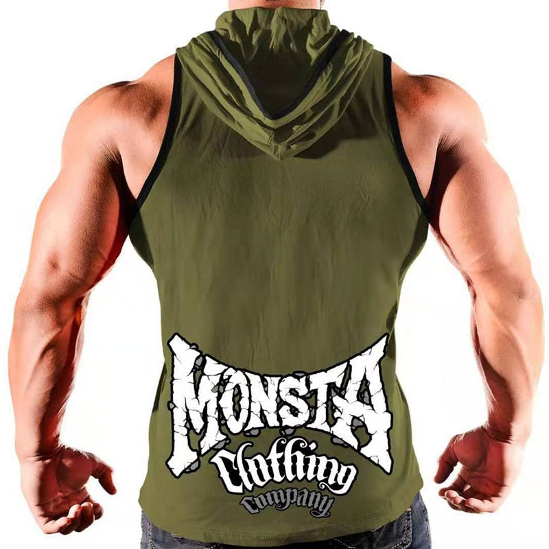 Summer New Bodybuilding Cotton Tank top Men Gyms Fitness Hooded Vest Sleeveless Hoodie Casual Fashion Workout Sports Clothing