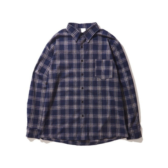 Gersri Men Shirt Pure 100% Cotton Grid Casual Loose New Long Sleeve Male Plaid Shirt High Quality Soft Brand Autumn Spring Shirt