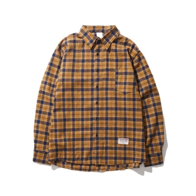 Gersri Men Shirt Pure 100% Cotton Grid Casual Loose New Long Sleeve Male Plaid Shirt High Quality Soft Brand Autumn Spring Shirt