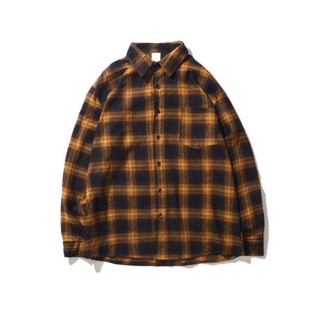 Gersri Men Shirt Pure 100% Cotton Grid Casual Loose New Long Sleeve Male Plaid Shirt High Quality Soft Brand Autumn Spring Shirt