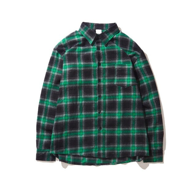 Gersri Men Shirt Pure 100% Cotton Grid Casual Loose New Long Sleeve Male Plaid Shirt High Quality Soft Brand Autumn Spring Shirt