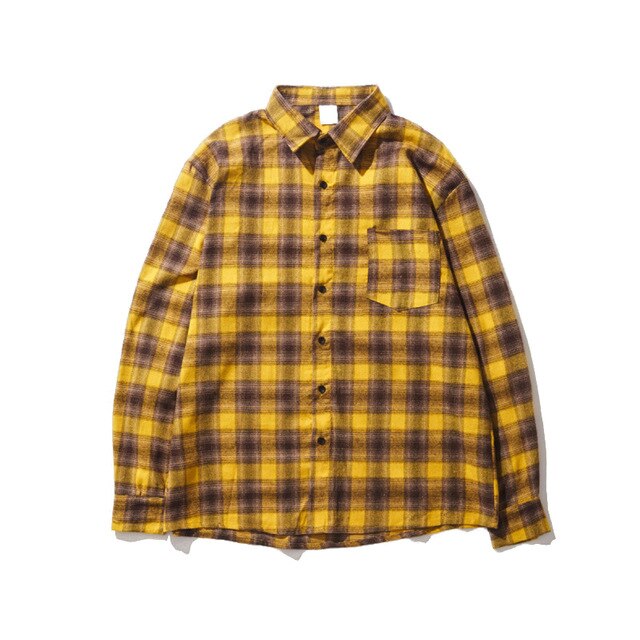 Gersri Men Shirt Pure 100% Cotton Grid Casual Loose New Long Sleeve Male Plaid Shirt High Quality Soft Brand Autumn Spring Shirt