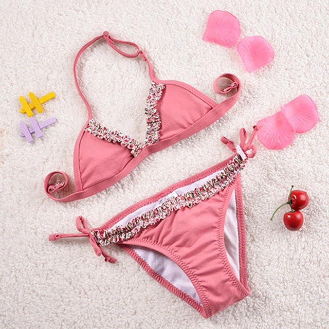 2~14Years Kids Beach Wear New 2019 Girls Swimwear Lovely Swimming Suits Bikini Children Swimwear Biquini Infantil-ST126MIX