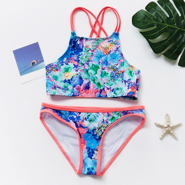 2~14Years Kids Beach Wear New 2019 Girls Swimwear Lovely Swimming Suits Bikini Children Swimwear Biquini Infantil-ST126MIX