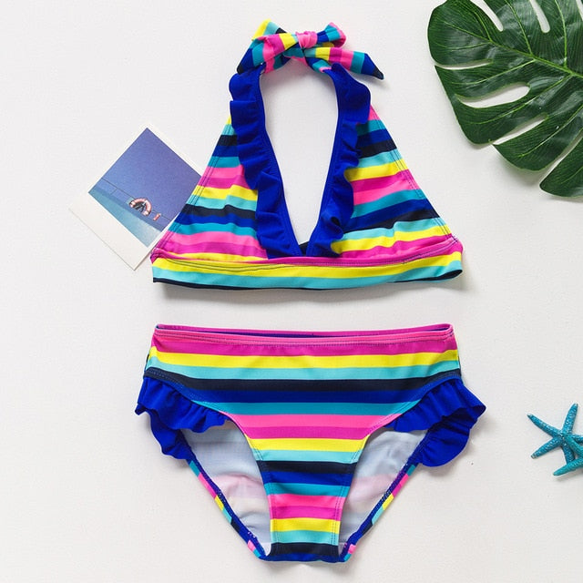 2~14Years Kids Beach Wear New 2019 Girls Swimwear Lovely Swimming Suits Bikini Children Swimwear Biquini Infantil-ST126MIX