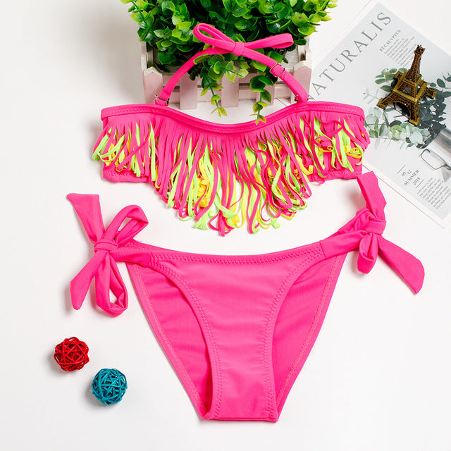 2~14Years Kids Beach Wear New 2019 Girls Swimwear Lovely Swimming Suits Bikini Children Swimwear Biquini Infantil-ST126MIX