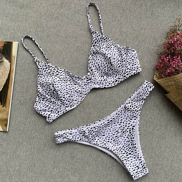 Polka dot Bikini 2019 underwire Bra swimsuit Woman bandeau swimwear female sexy bikini set push up brazilian bathing suit swim