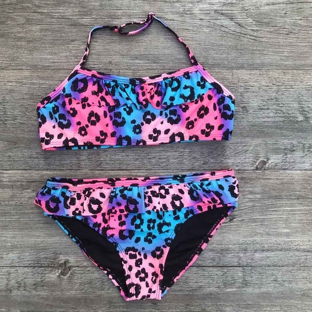 New 2020 Kids Swimwear Bikinis Set For Girls Printing Bathing Swimsuit 2 Pieces Female Split Baby Children Swimwear Girls Bikini