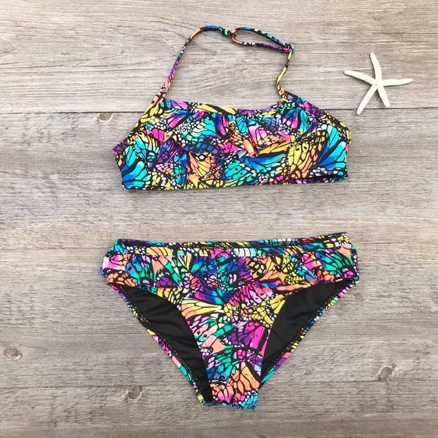 New 2020 Kids Swimwear Bikinis Set For Girls Printing Bathing Swimsuit 2 Pieces Female Split Baby Children Swimwear Girls Bikini