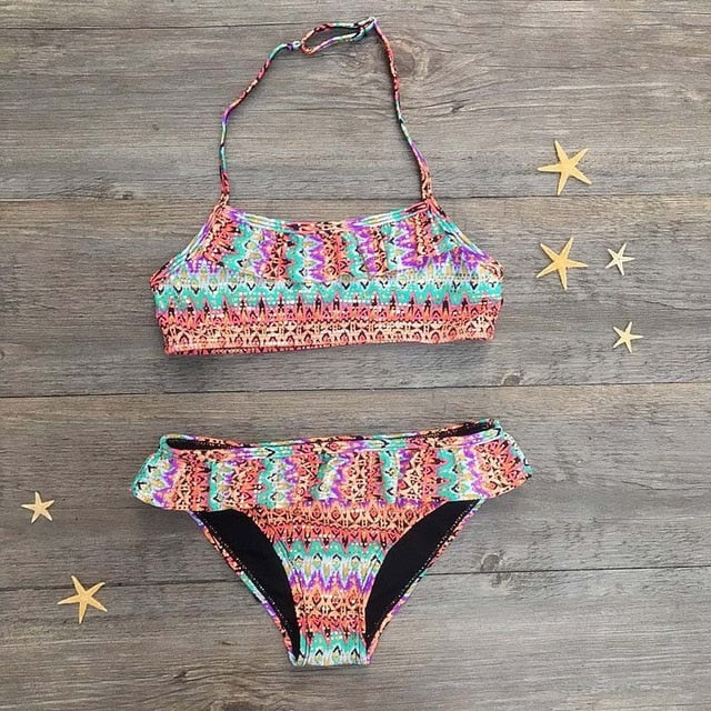 New 2020 Kids Swimwear Bikinis Set For Girls Printing Bathing Swimsuit 2 Pieces Female Split Baby Children Swimwear Girls Bikini