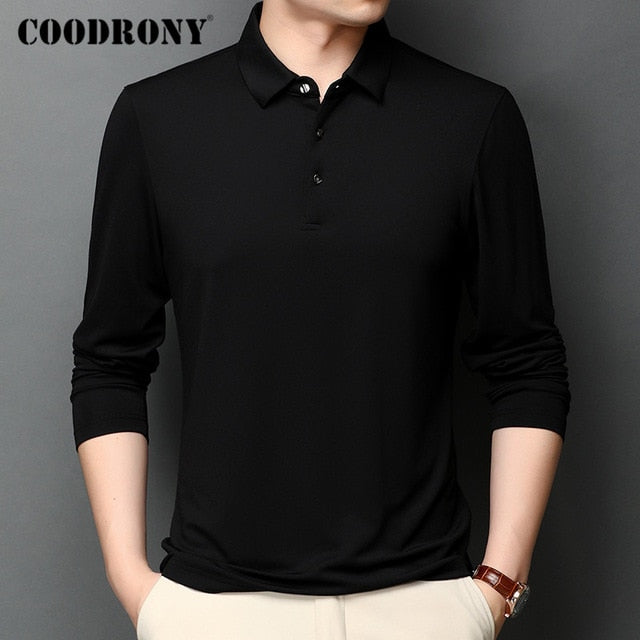 COODRONY Brand T Shirt Men Long Sleeve Business Casual T-Shirt Men Clothes Spring Autumn Top Quality Tee Shirt Homme Tops C5008