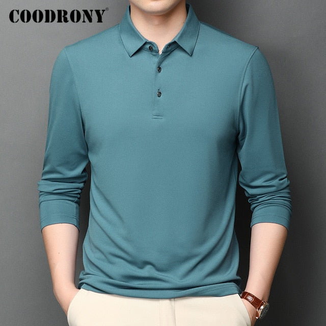 COODRONY Brand T Shirt Men Long Sleeve Business Casual T-Shirt Men Clothes Spring Autumn Top Quality Tee Shirt Homme Tops C5008