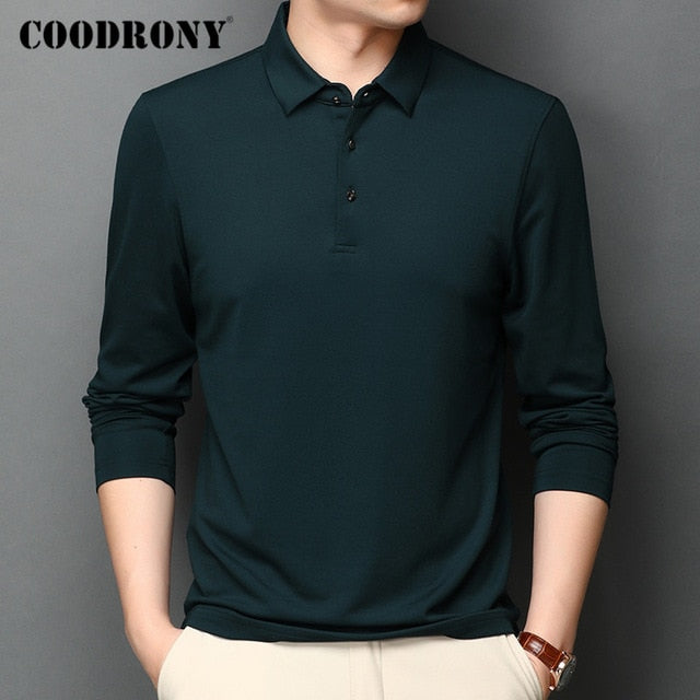 COODRONY Brand T Shirt Men Long Sleeve Business Casual T-Shirt Men Clothes Spring Autumn Top Quality Tee Shirt Homme Tops C5008