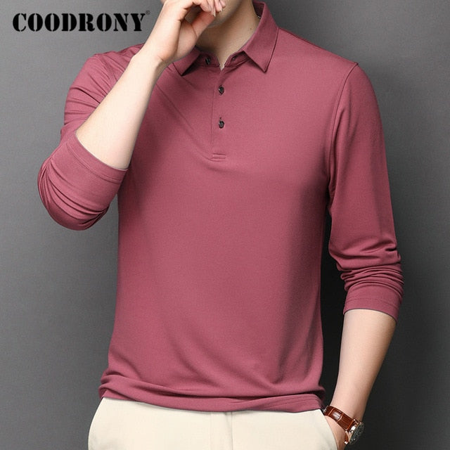 COODRONY Brand T Shirt Men Long Sleeve Business Casual T-Shirt Men Clothes Spring Autumn Top Quality Tee Shirt Homme Tops C5008