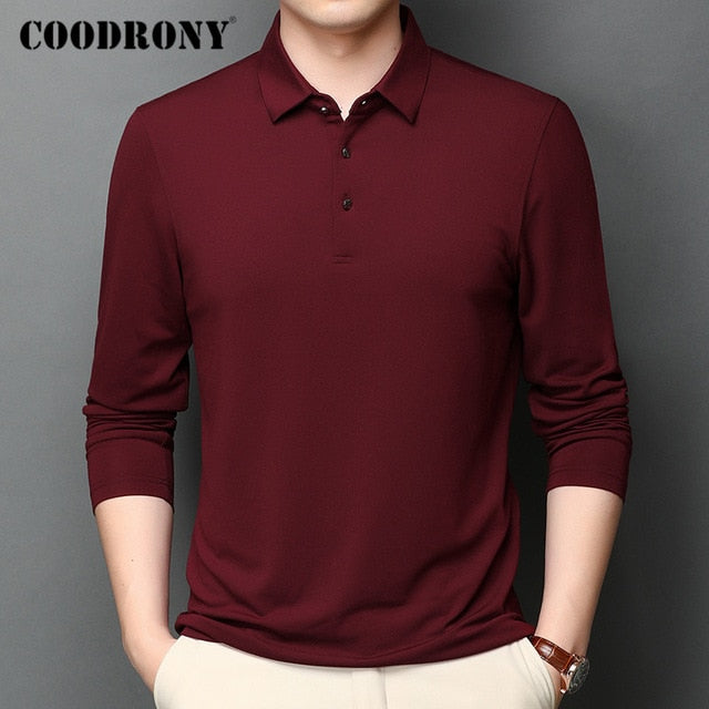 COODRONY Brand T Shirt Men Long Sleeve Business Casual T-Shirt Men Clothes Spring Autumn Top Quality Tee Shirt Homme Tops C5008