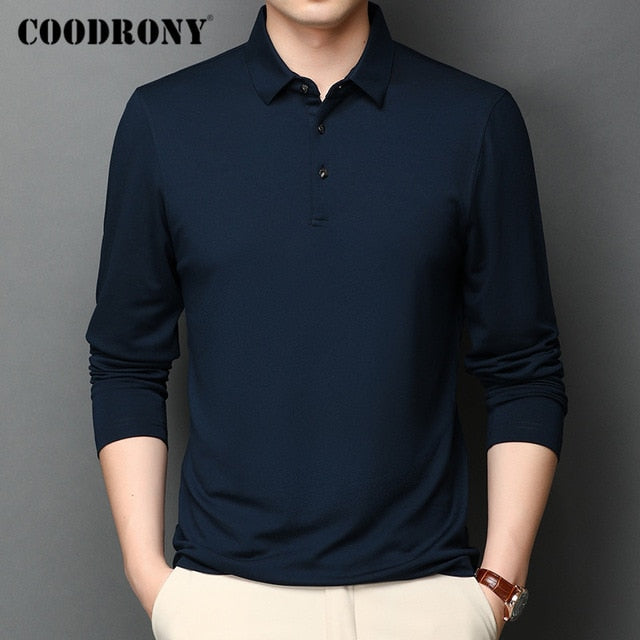 COODRONY Brand T Shirt Men Long Sleeve Business Casual T-Shirt Men Clothes Spring Autumn Top Quality Tee Shirt Homme Tops C5008