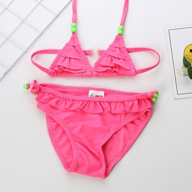 2~14Years Kids Beach Wear New 2019 Girls Swimwear Lovely Swimming Suits Bikini Children Swimwear Biquini Infantil-ST126MIX