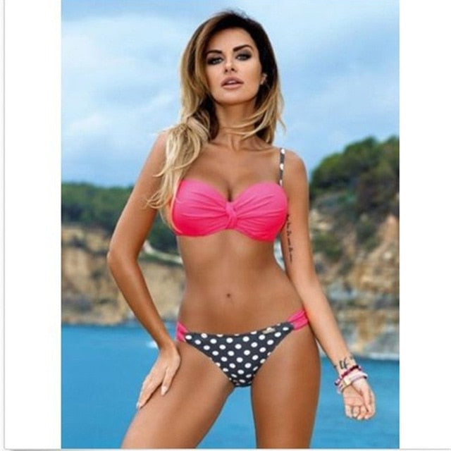 Two Piece Swimwear Women Push Up Sexy Bikinis Swimsuit 2020 Summer Bathing Suits Halter Top Plus Size Swimwear XXL