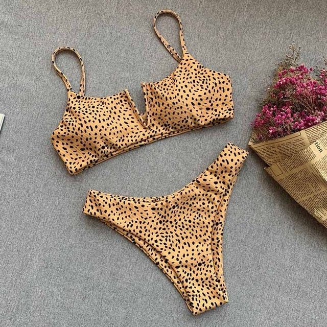 2020 swimsuit biquini mulher brazilian bathing suits leopard beach wear ladies's low waisted swimwear women sling bikinis set