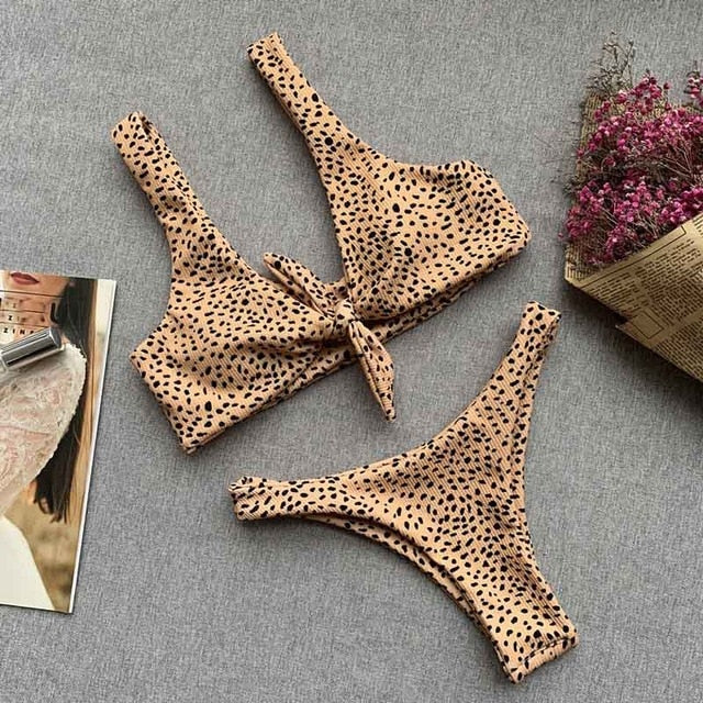 2020 swimsuit biquini mulher brazilian bathing suits leopard beach wear ladies's low waisted swimwear women sling bikinis set