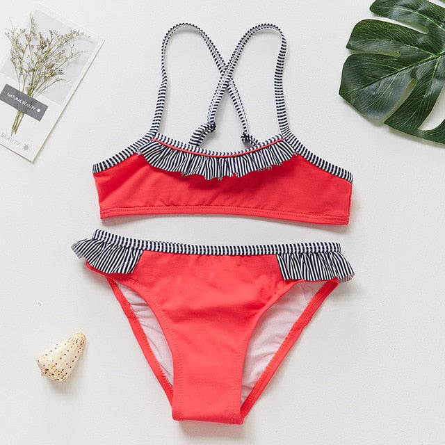 1~12Y Girls Swimsuit High quality Girls swimwear Two pieces Kids Bikini set Biquini Infantil Swimming suit for children-ST108mix