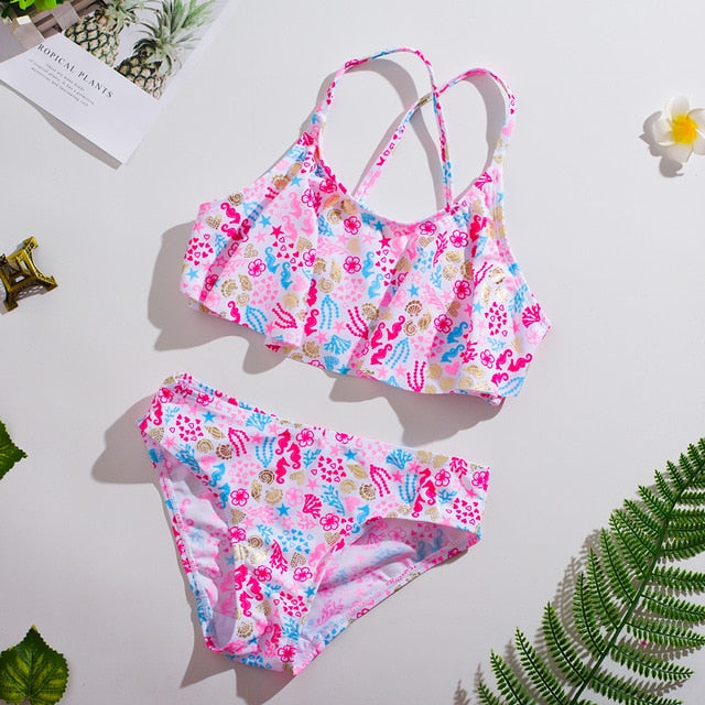 1~12Y Girls Swimsuit High quality Girls swimwear Two pieces Kids Bikini set Biquini Infantil Swimming suit for children-ST108mix