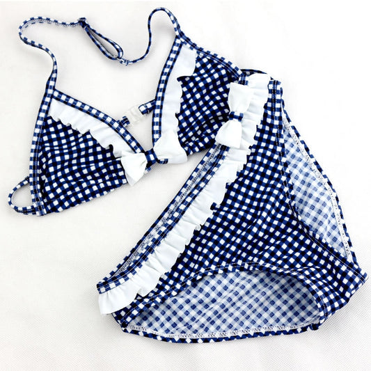 Cute Plaid Swimsuit 2020 New Summer Children Split Two-piece Swimsuit Girls Bikini Girls Beautiful Bikini Children's Swimwear