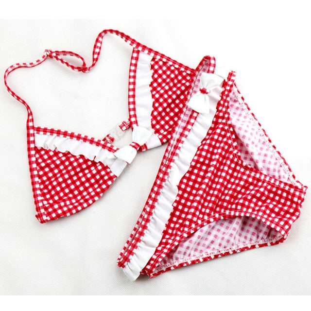 Cute Plaid Swimsuit 2020 New Summer Children Split Two-piece Swimsuit Girls Bikini Girls Beautiful Bikini Children's Swimwear