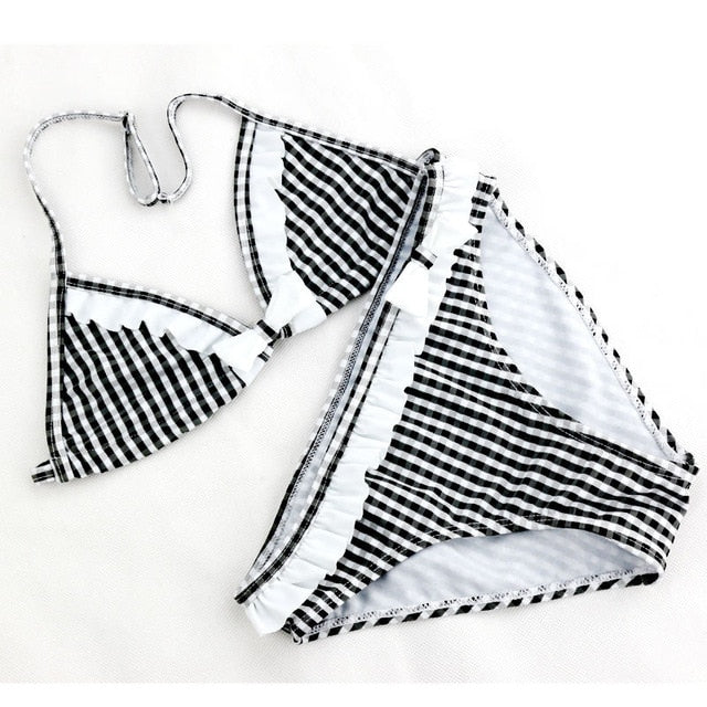 Cute Plaid Swimsuit 2020 New Summer Children Split Two-piece Swimsuit Girls Bikini Girls Beautiful Bikini Children's Swimwear