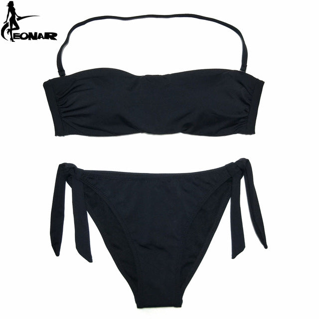 EONAR Bikini 2020 Solid Women Swimsuit  Brazilian Cut Bottom Bikini Set Push Up Swimwear Femme Bathing Suits Sport Beach Wear