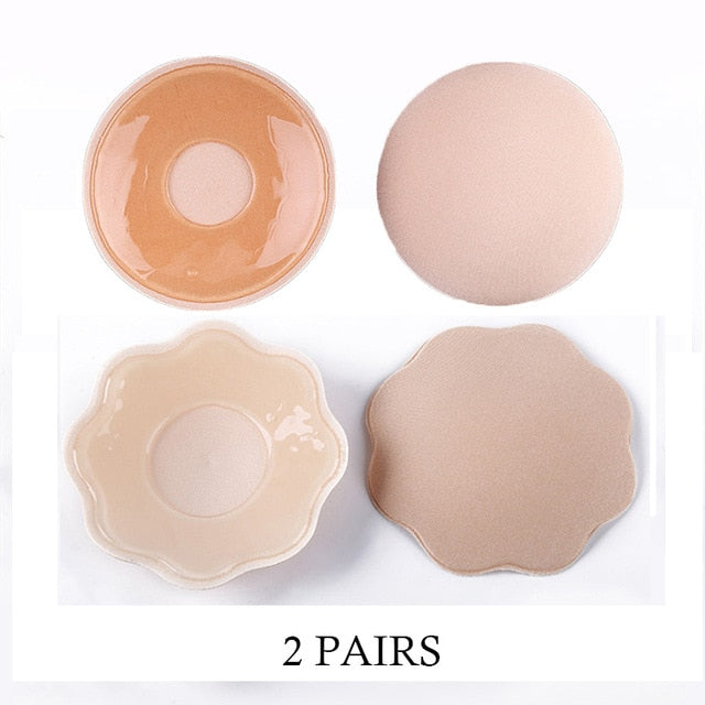 2pcs Women Sportswear Underwear Bra Pads Self Adhesive Push Up Bra Crop Top Silicone Stickers Breast Invisible Strapless Bikini