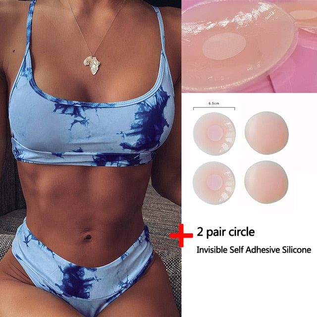 2020 Sexy Bikini Micro Women's Swimming Suit Triangle Swimwear Bathing Separate Backless Tie-dye gradient Swimsuit Set For Women