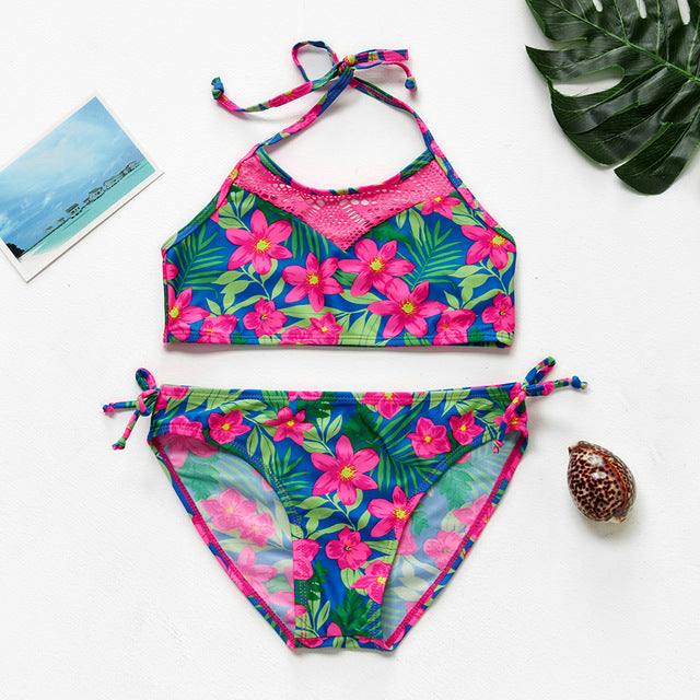 2~16Year Girls Swimsuit Kids Swimwear Cute print Kids Bikini Sets Ruffle style Children swimwear Kids Beach wear-ST110MIX