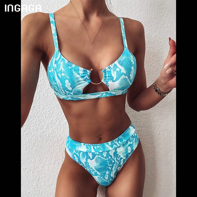 INGAGA High Waist Bikini 2020 Push Up Swimsuit Leopard Swimwear Women Brazilian Bikini Set Biquini Sexy Bathing Suit Women