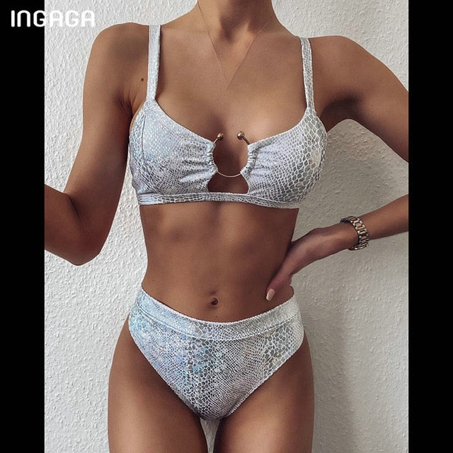 INGAGA High Waist Bikini 2020 Push Up Swimsuit Leopard Swimwear Women Brazilian Bikini Set Biquini Sexy Bathing Suit Women