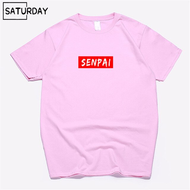 Men's Senpai Anime Girl Nerdy Cotton Black Print T-shirt Women Manga Streetwear Tee Cotton Tshirt Unisex Harajuku Clothes