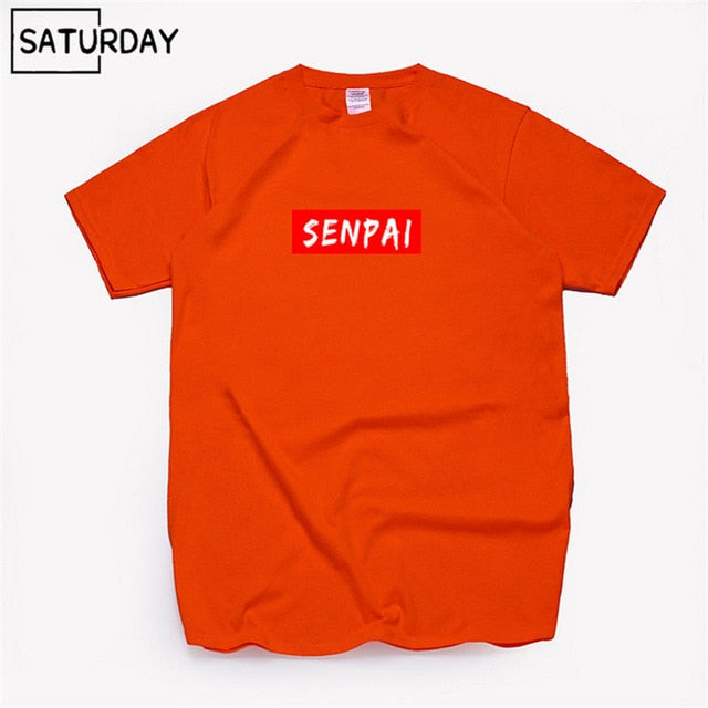 Men's Senpai Anime Girl Nerdy Cotton Black Print T-shirt Women Manga Streetwear Tee Cotton Tshirt Unisex Harajuku Clothes