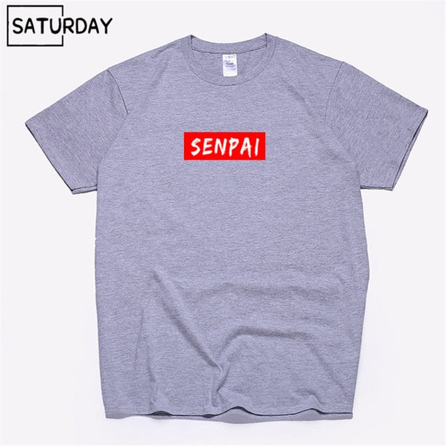 Men's Senpai Anime Girl Nerdy Cotton Black Print T-shirt Women Manga Streetwear Tee Cotton Tshirt Unisex Harajuku Clothes